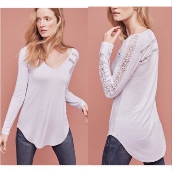 Anthro Deletta Lavender Line V-Neck Tunic Sz S - Picture 3 of 7